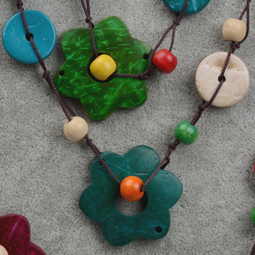 Women Fashion Multi-Layer Sweater Chain,Wooden Beads and Coconut Shell,Novel