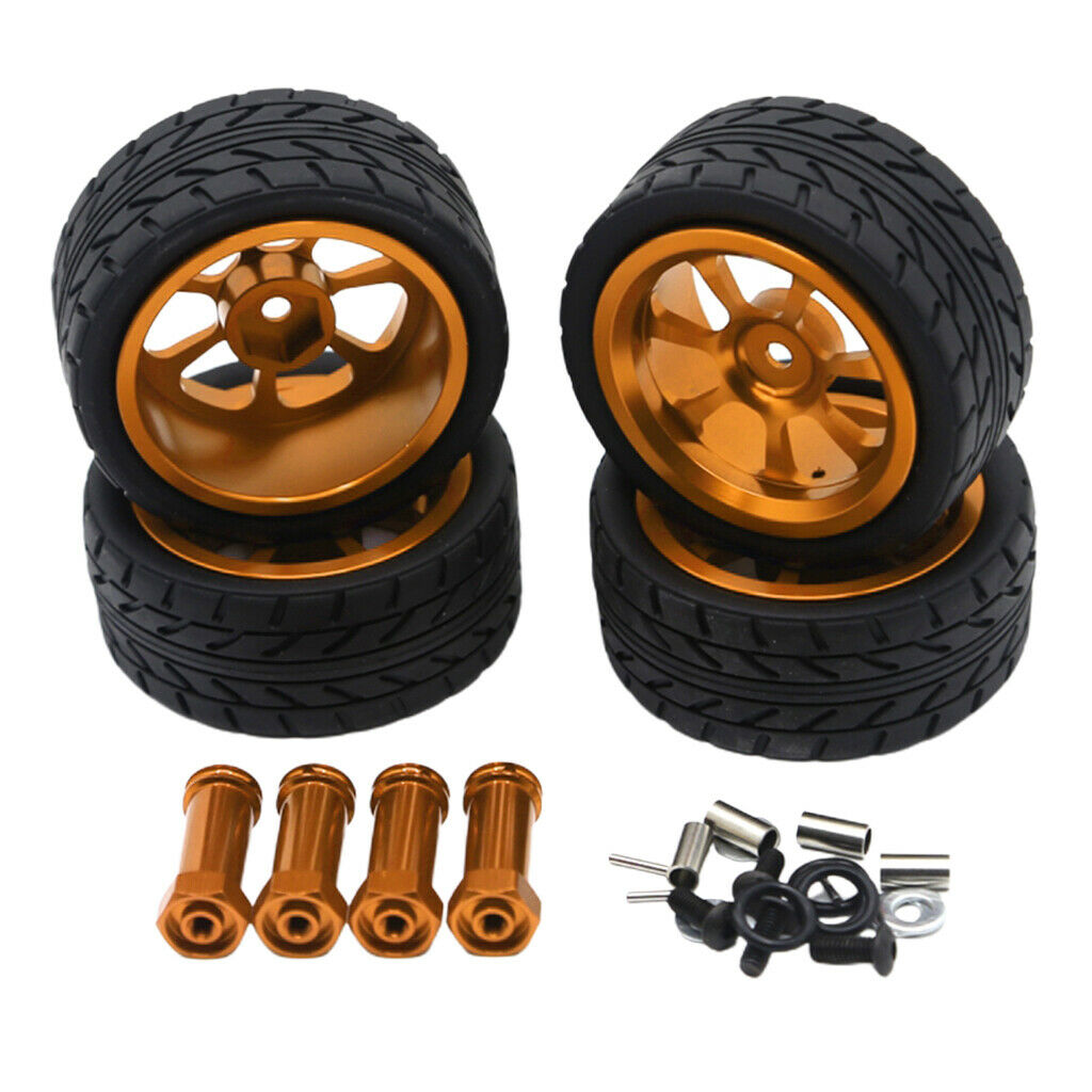 4pcs 1/14 RC Car Tires Tyres & Wheels For Wltoys 144001 w/ 12mm Hex Golden
