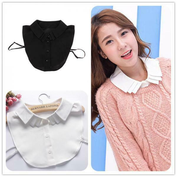 2 Pieces Collar Detachable Ladies Shirt Multilayer Lapel