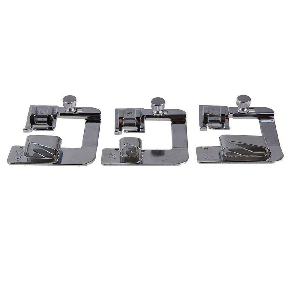 3Pcs/set Hemming Cloth Strip Presser Foot Sewing Machine Hemmer Rolled Hem SADD