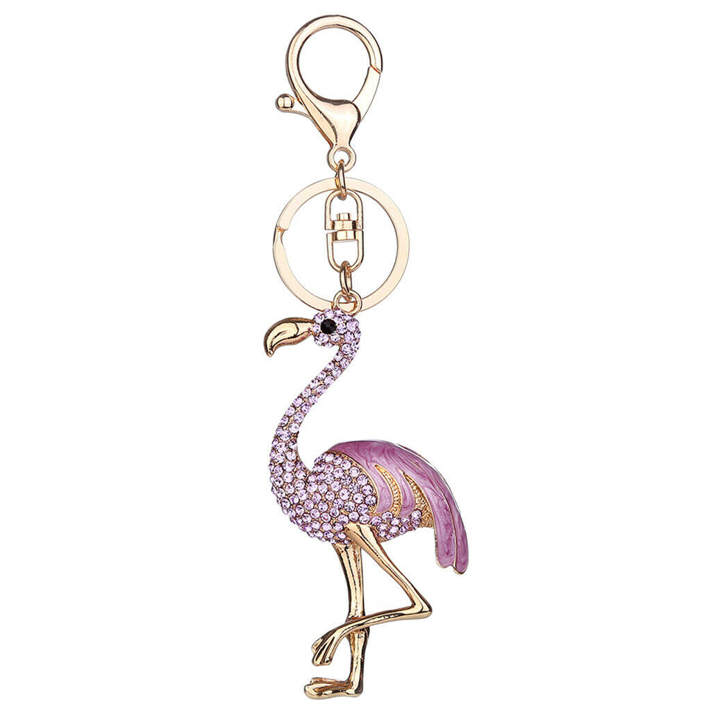 Fashion Key Ring Chain Keychain Car Handbag Purse Keyring Gift Purple Flamingo