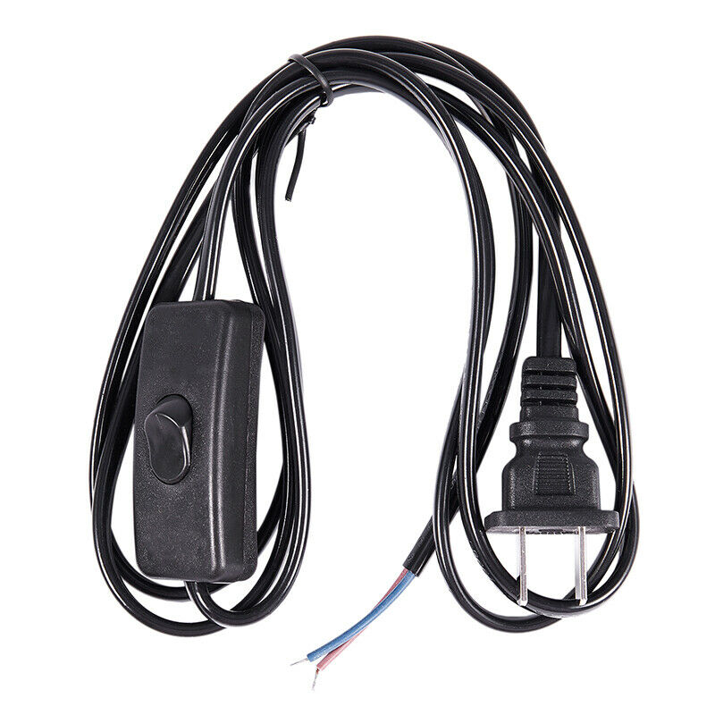 US Plug 1.8M Power Cord on/off Button Switch AC110V 3A AC250V 6A Black E2O1O1