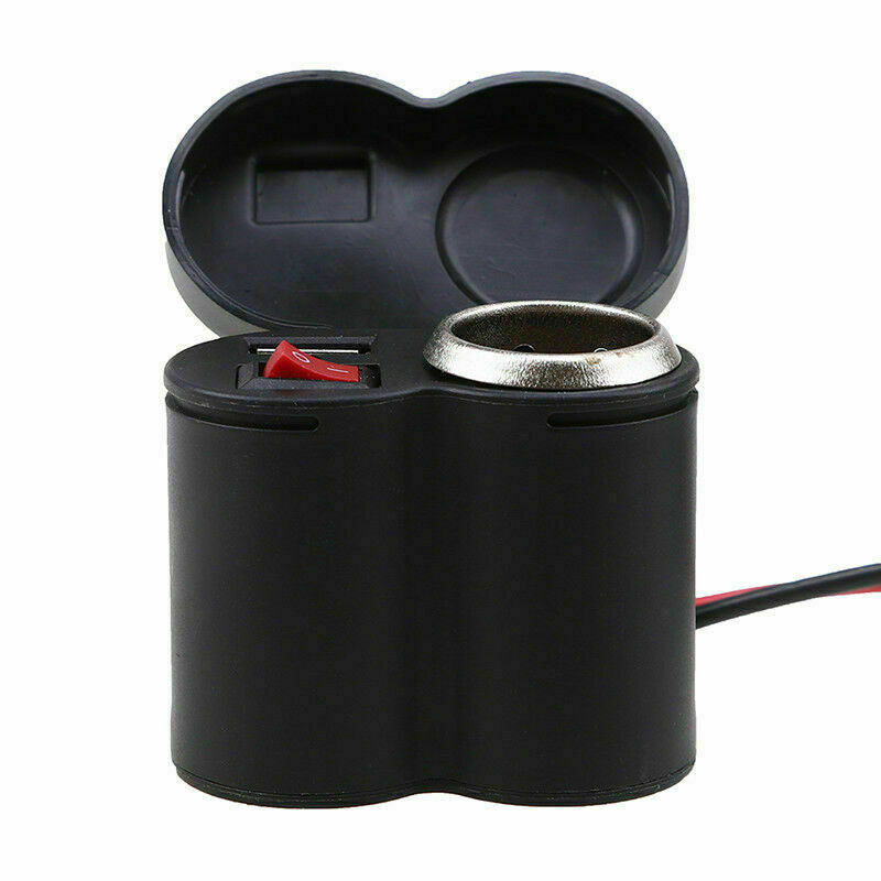 USB Phone Charger Power Cigarette Lighter Socket Universal For 7/8" Motorcycle