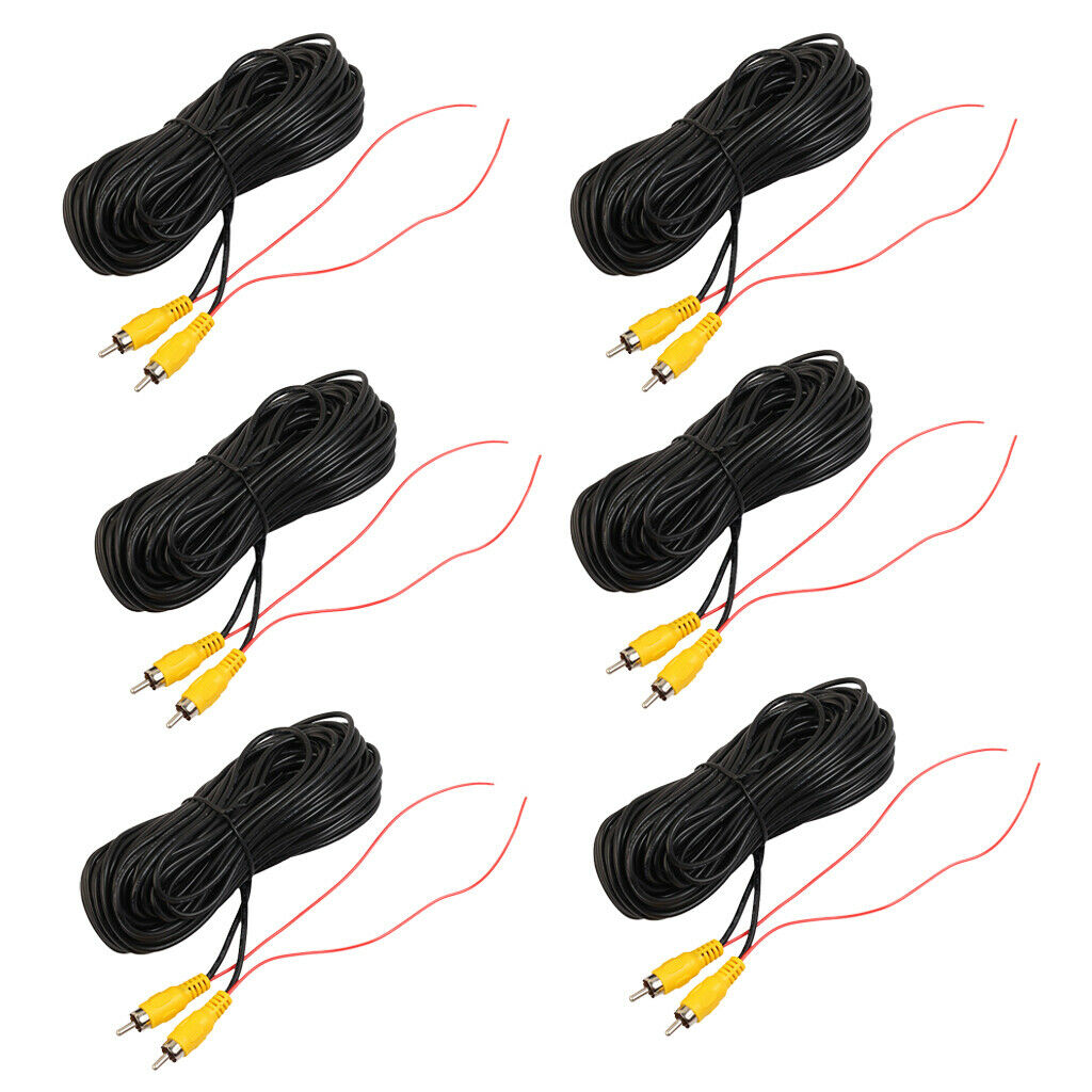 6 Pcs Male to Male RCA Video Cable for Backup Camera With Trigger Wire 20ft