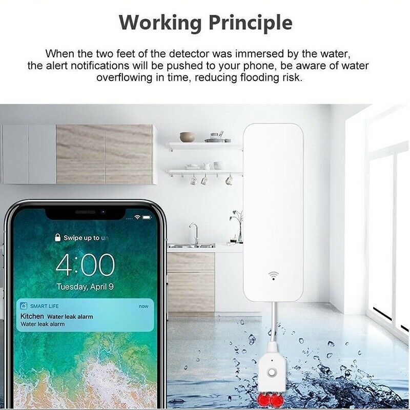 Tuya Wifi Water Leakage Alarm WIFI Leak Sensor Detector Flood Alert Overflow DD7