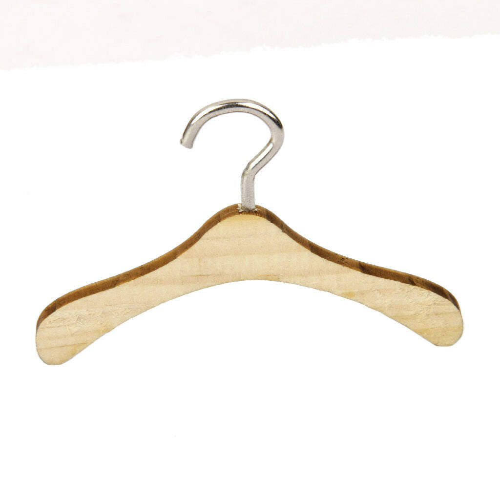 20pcs Classic Wooden Clothes Hangers Fit For 1/6 BJD SD  Bedroom Ornament