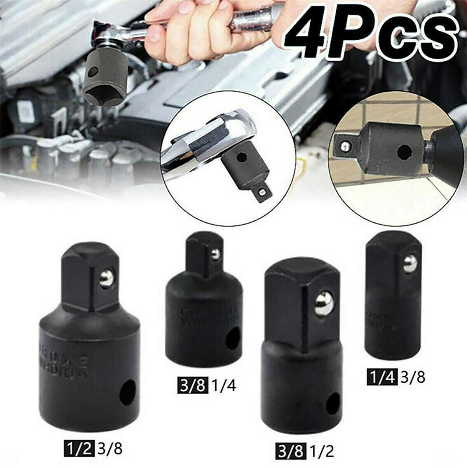 Pack of 4 Drive Ratchet Socket Adapter CRV Small for Car Bicycle Garage