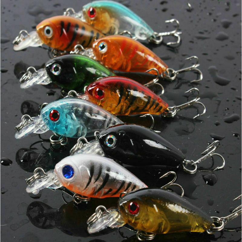 5pcs Fishing Lures Crankbaits Treble Hooks Randomly Baits Tackle Bass Minnow US.