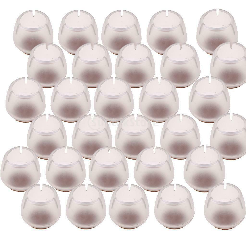 30 Pieces Clear Chair Leg Floor Protectors Furniture Pads Round Leg 17-21mm