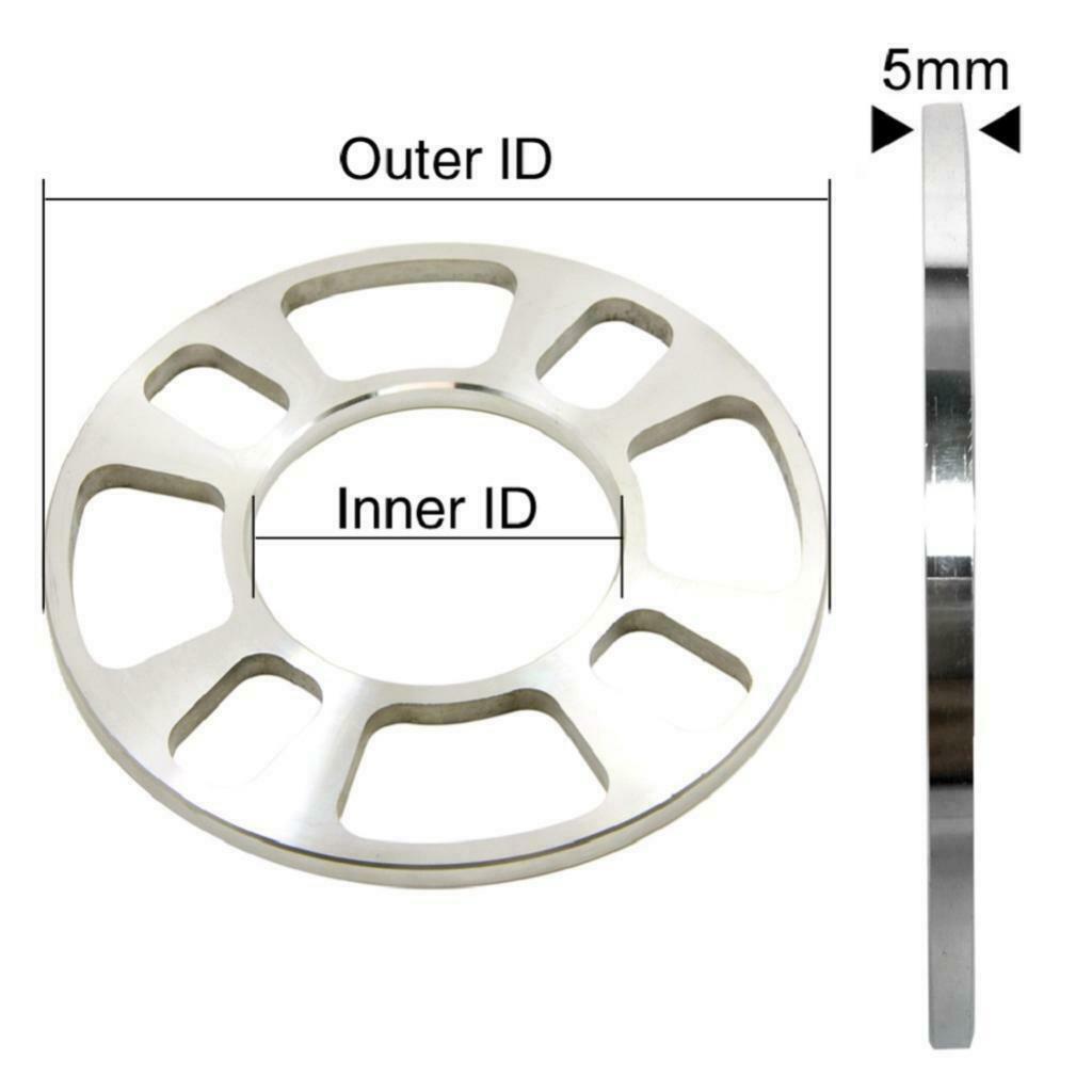 2 Pieces 5MM 4Hole Car Vehicle Universal Aluminium Alloy Wheel Hub Spacers