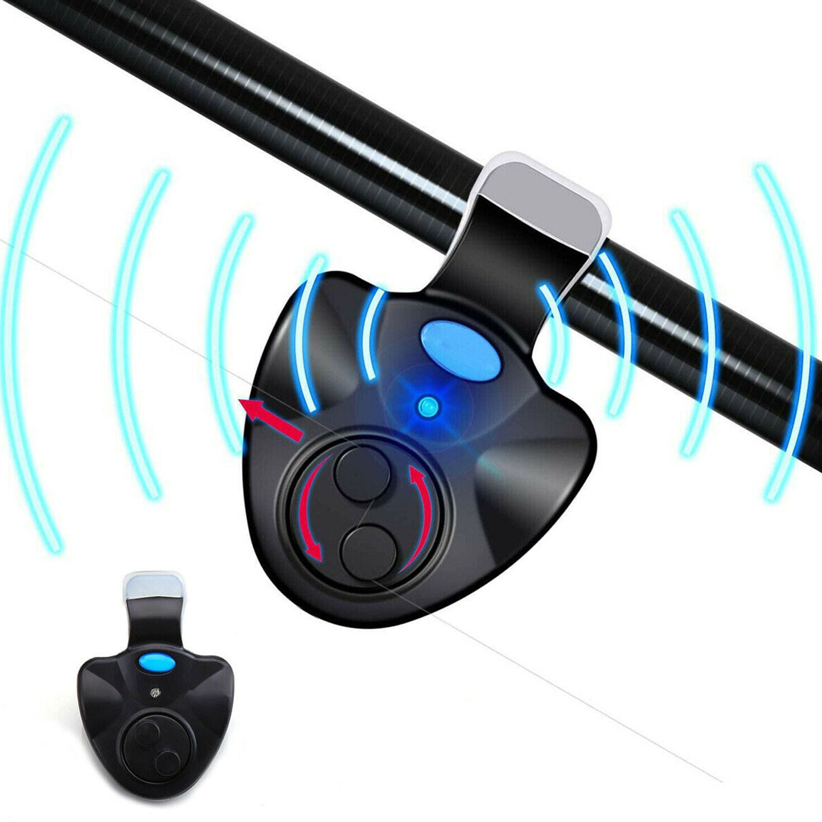 4 x Electronic LED Light Fishing Bite Sound Alarm Alert Bell Clip On Fishing Rod