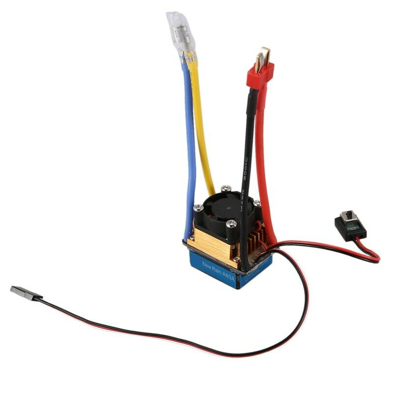 480A Brushed ESC Single Motor with Cooling Fan Waterproof 2-4S 3 Modes 5V/3A BU9