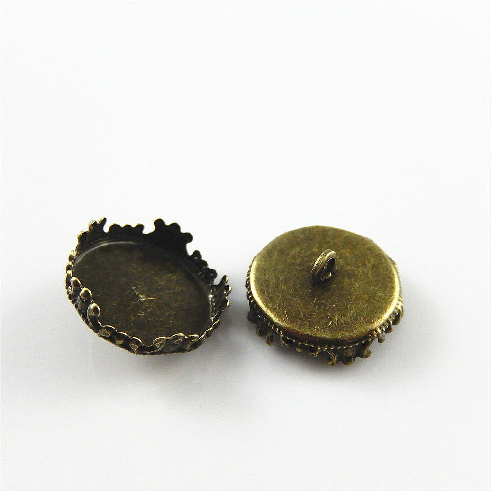 60 pcs Antiqued Bronze Metal Lace Base Cameo Setting Connectors Pendant Findings