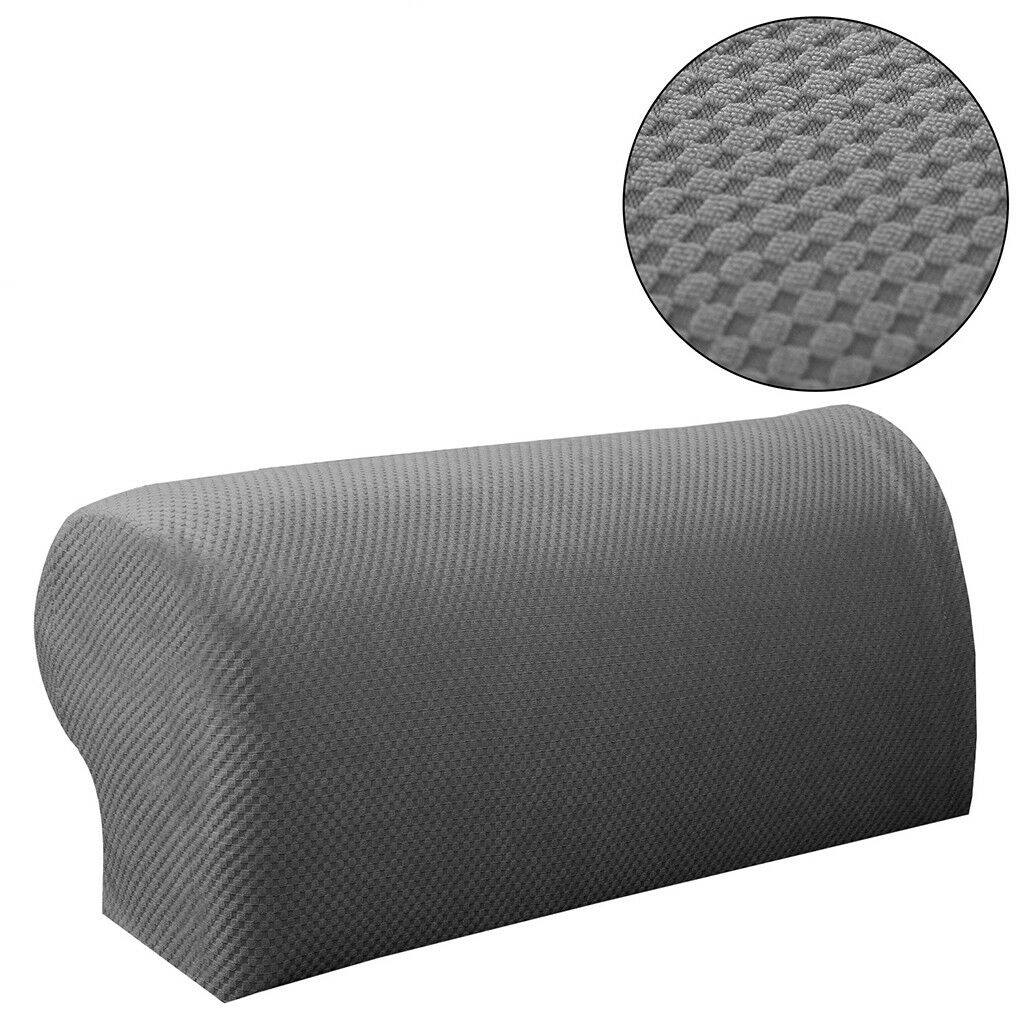6Pcs Grey Elastic Sofa Armrest Covers Armchair Slipcovers Arm Rest Caps