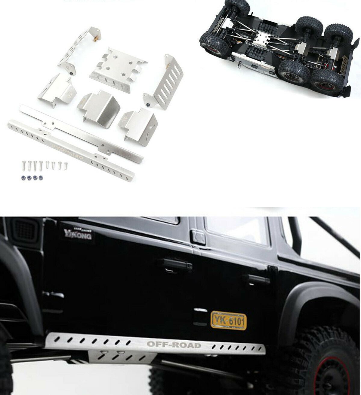 Anti-collision Guard Plate Chassis Armor Kit For 1/10 YK6101 6x6 RC RC Car Part
