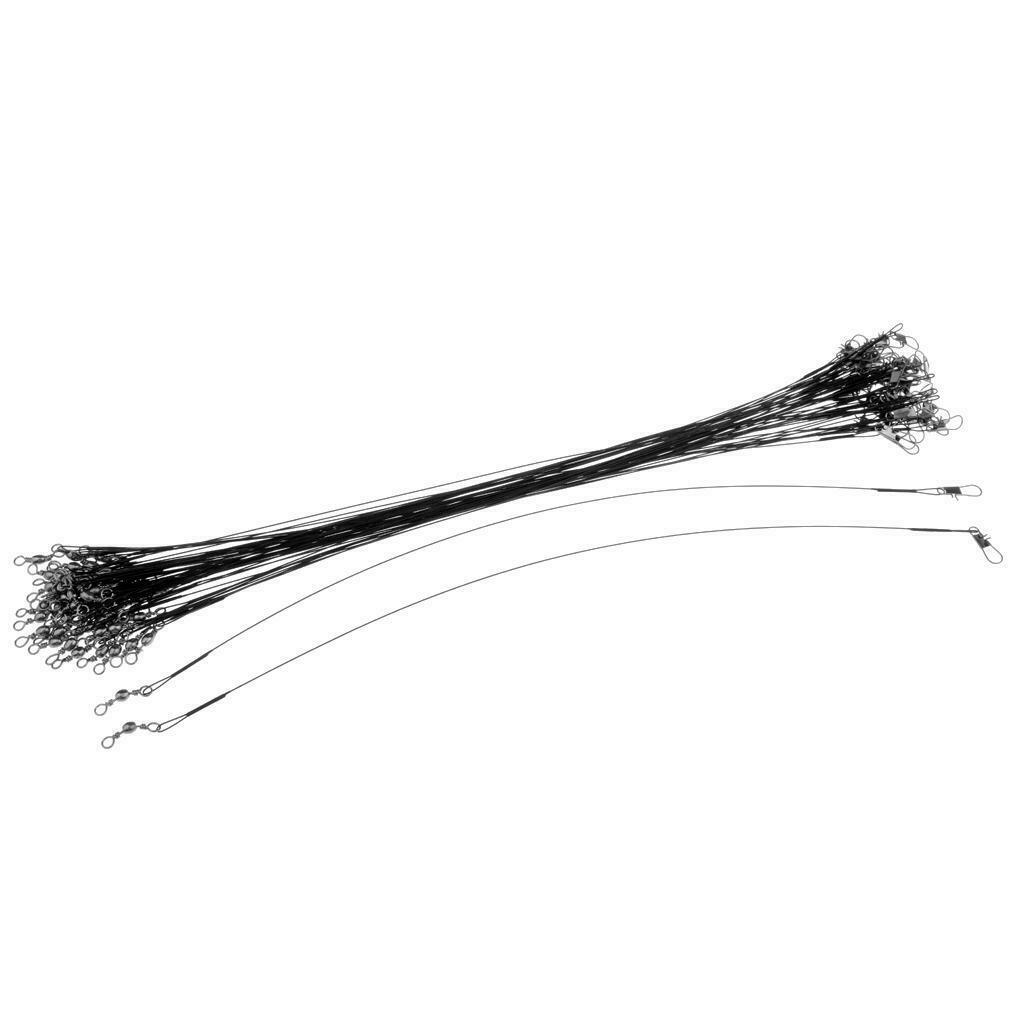 50pcs Fishing Leaders Wires with Barrel Swivels and Safety Snaps Freshwater