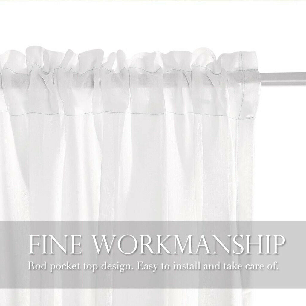 2pcs Curtain Voile Transparent Curtains Living Room Eyelet Scarf Decorative