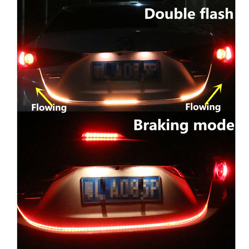 47"RGB Car Rear Trunk Strip Light Tailgate Brake Drive Turn Signal Flow LED Lamp