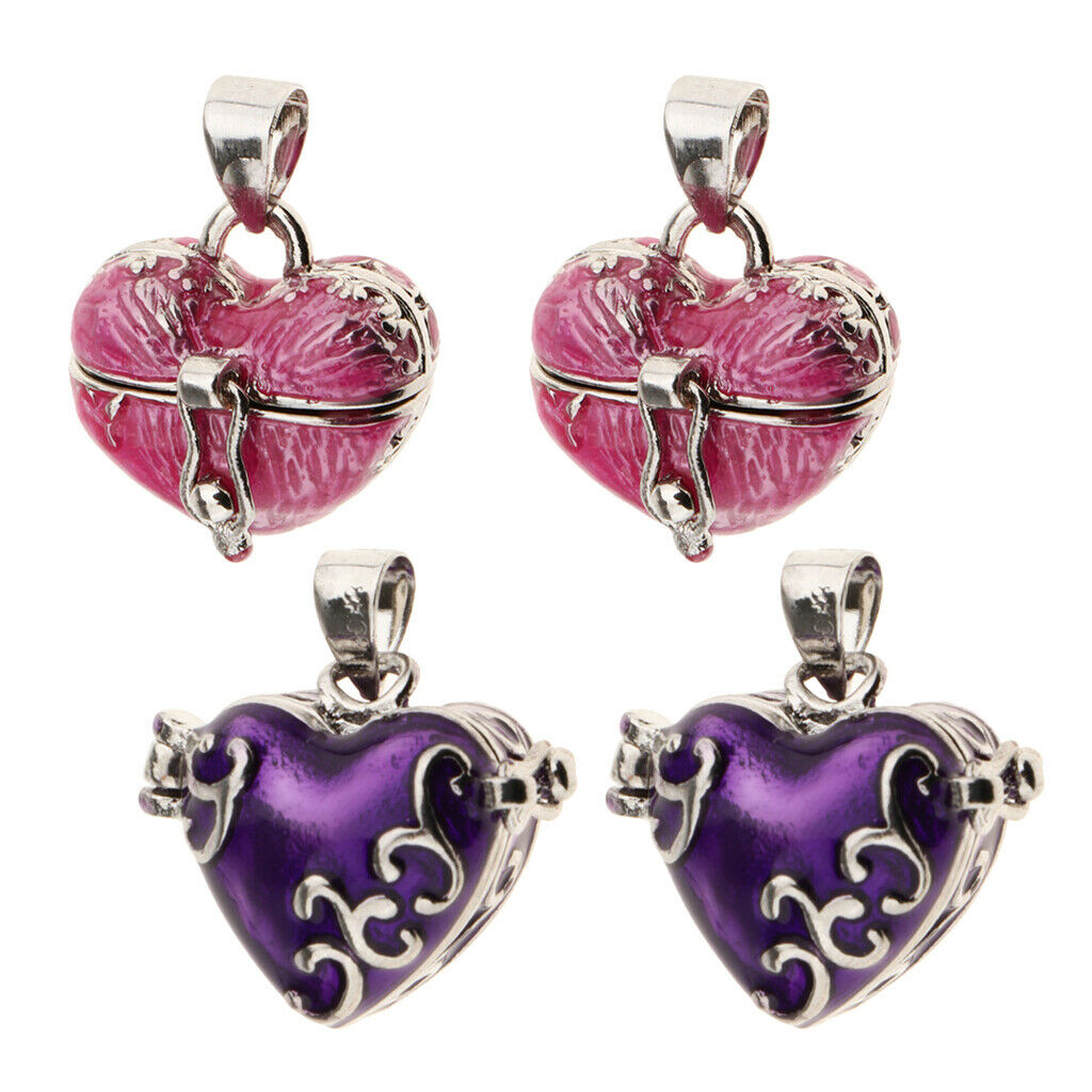 4 Pieces Assorted Enamel Love Heart Locket Cremation Memorial Urn Jewelry