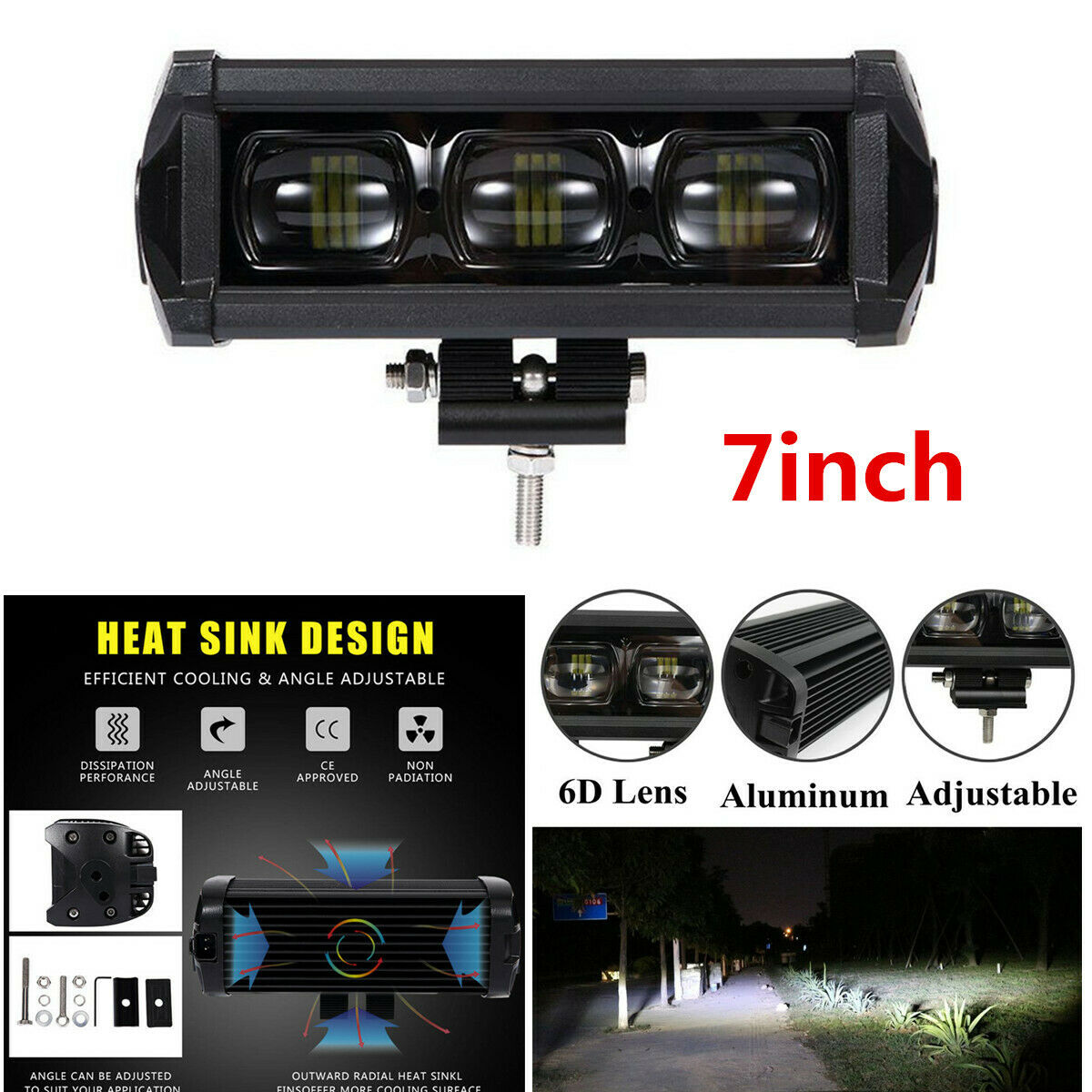 1x 7Inch 30W 8D CREE Led Light Bar Spot Work Light 4WD ATV Off-road Driving Lamp