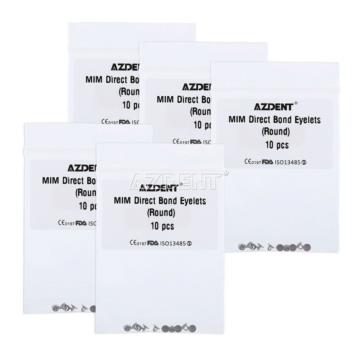 20X AZDENT Dental Orthodontic Lingual Buttons Direct Bond Eyelet Round Base