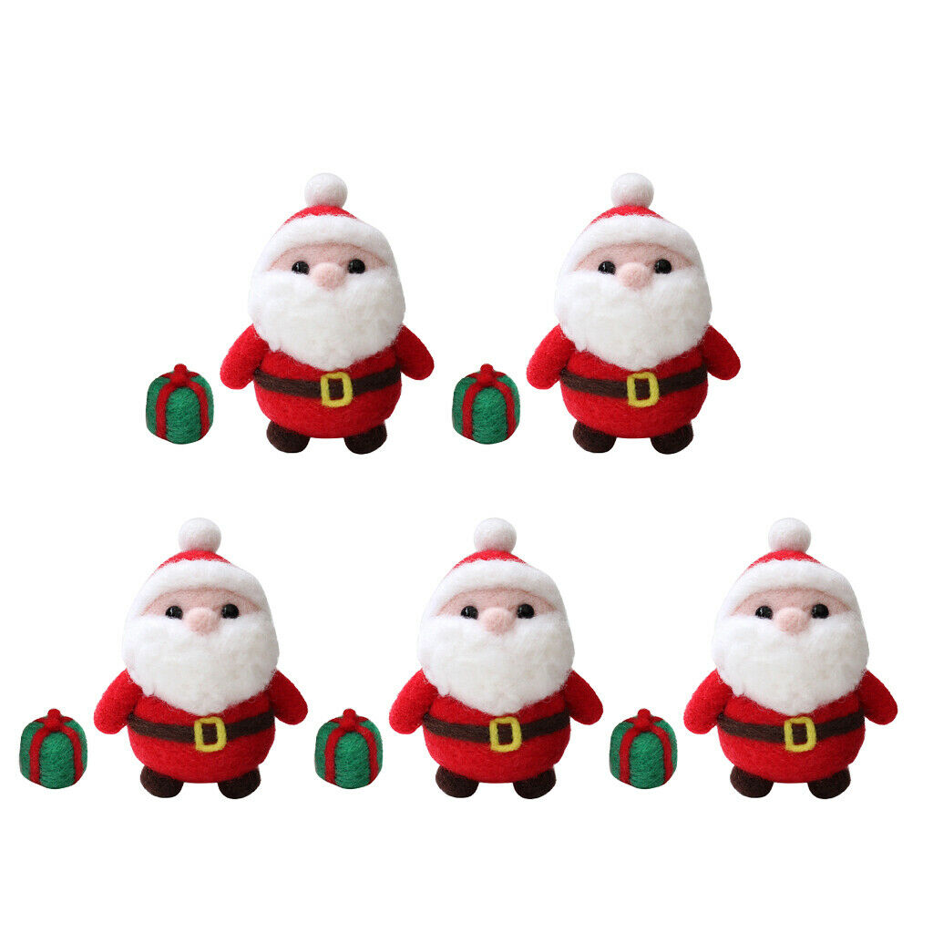 5 Sets Santa Claus Handmade Der  Felting Kit for Adults Kids DIY Gifts