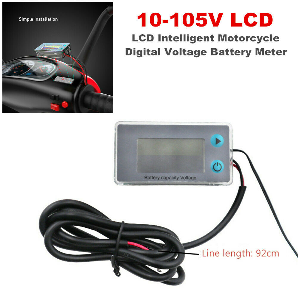 10-105V LCD  Intelligent Motorcycle Multi-function Digital Voltage Battery Meter
