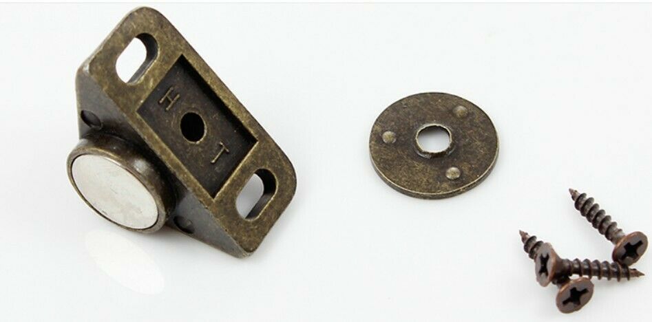 Cabinet Door Magnetic Latch Catch Zinc Alloy with Screws Bronze Tone 1pc