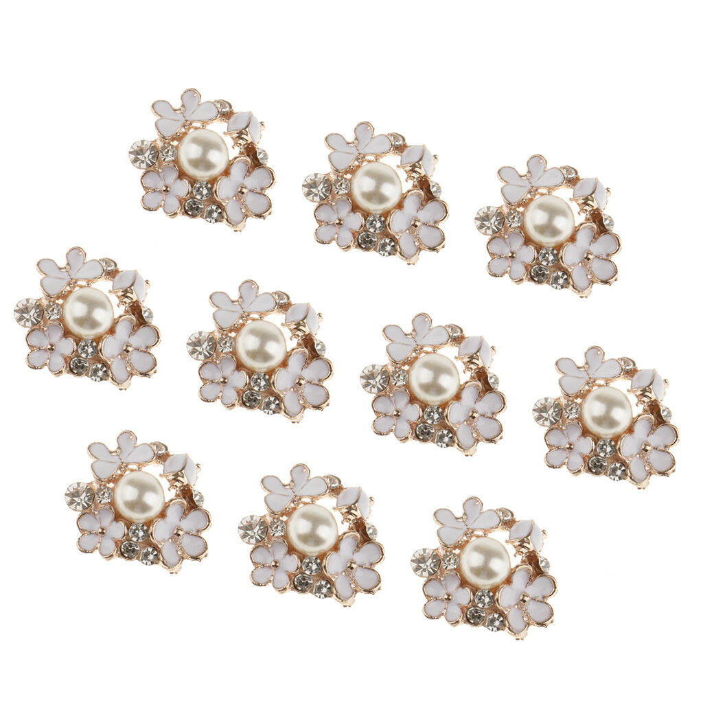 10x Alloy Crystal Flower Embellishment for Cell Phone Case Garment Deco Kit