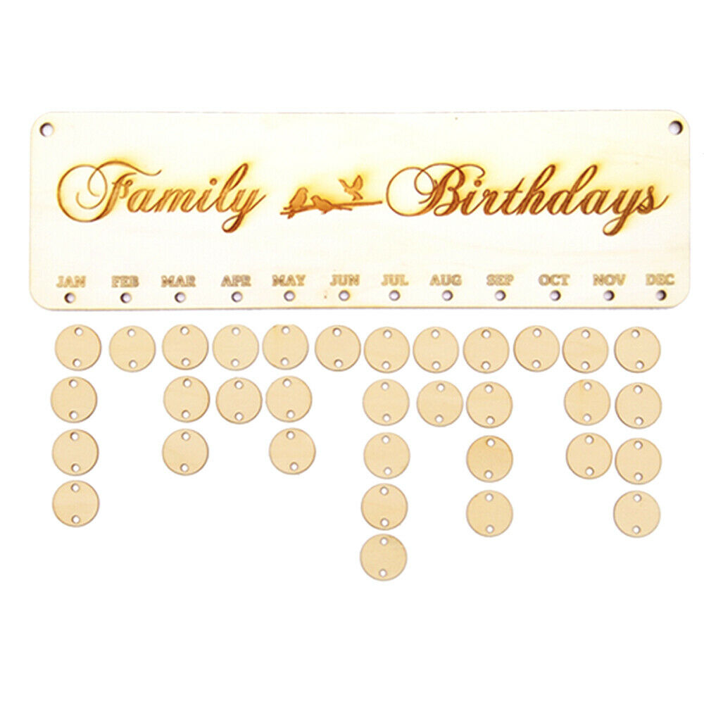 Family Birthdays Reminder Calendar Wooden Board Hanging Plaque Accessories