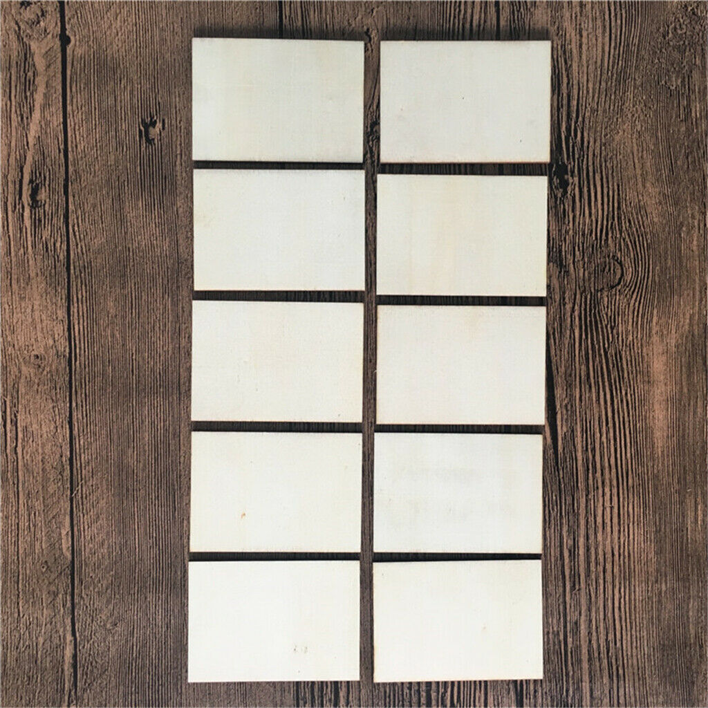 10pcs Blank Plywood Card Unfinished Wood Plaque Sign DIY Decorative Crafts