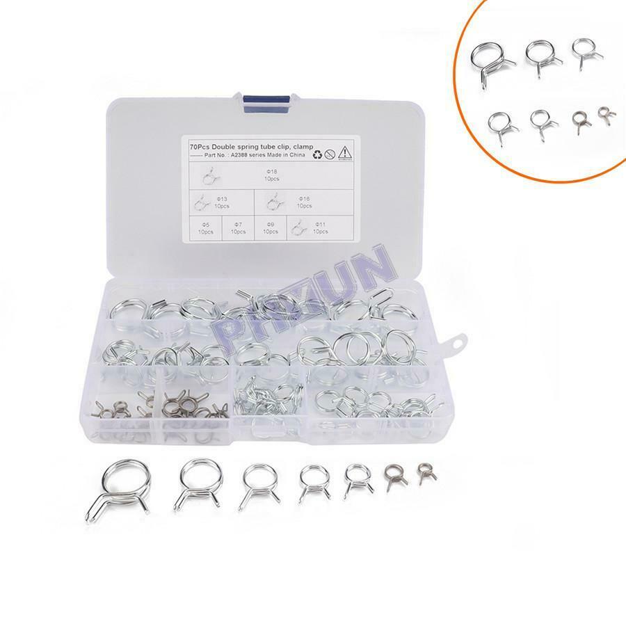 70PCS Î¦5-Î¦18 Double Wire Fuel Line Hose Tube Spring Clamp For Car Motorcycle RV