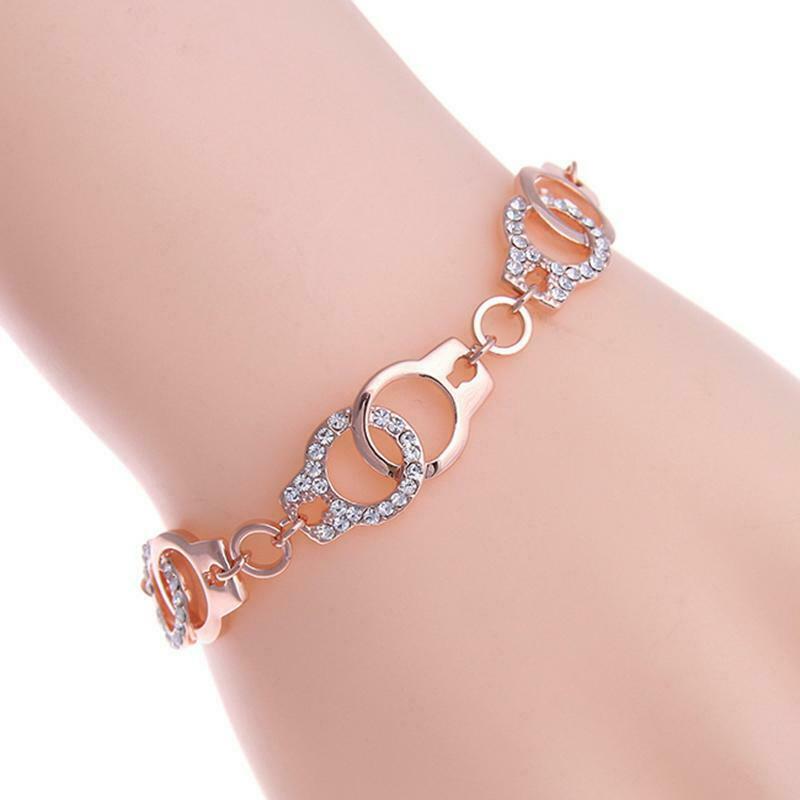 Fashion Women Punk Marble Adjustable Bracelet Bangle Chain Crystal Wristband