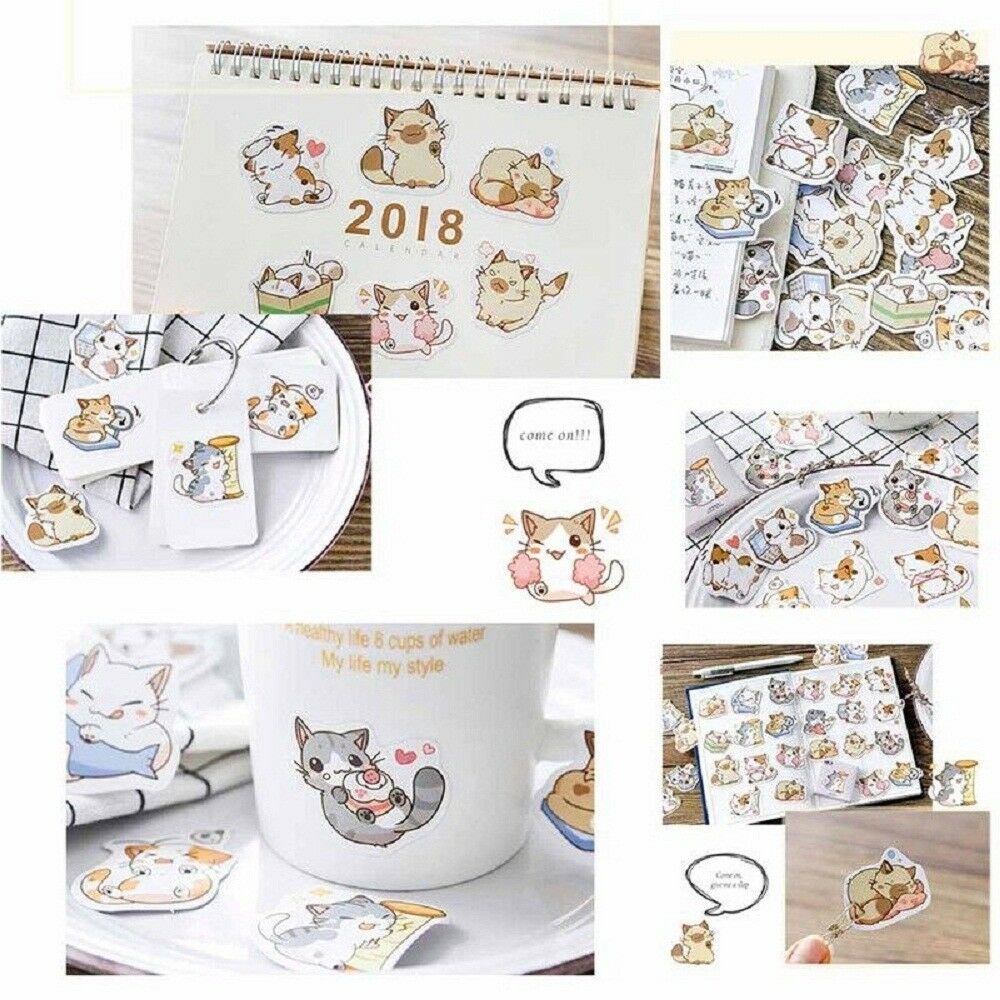 45Pcs Japanese Cute Cat Stickers Diary Decoration DIY Scrapbooking Stickers Lots