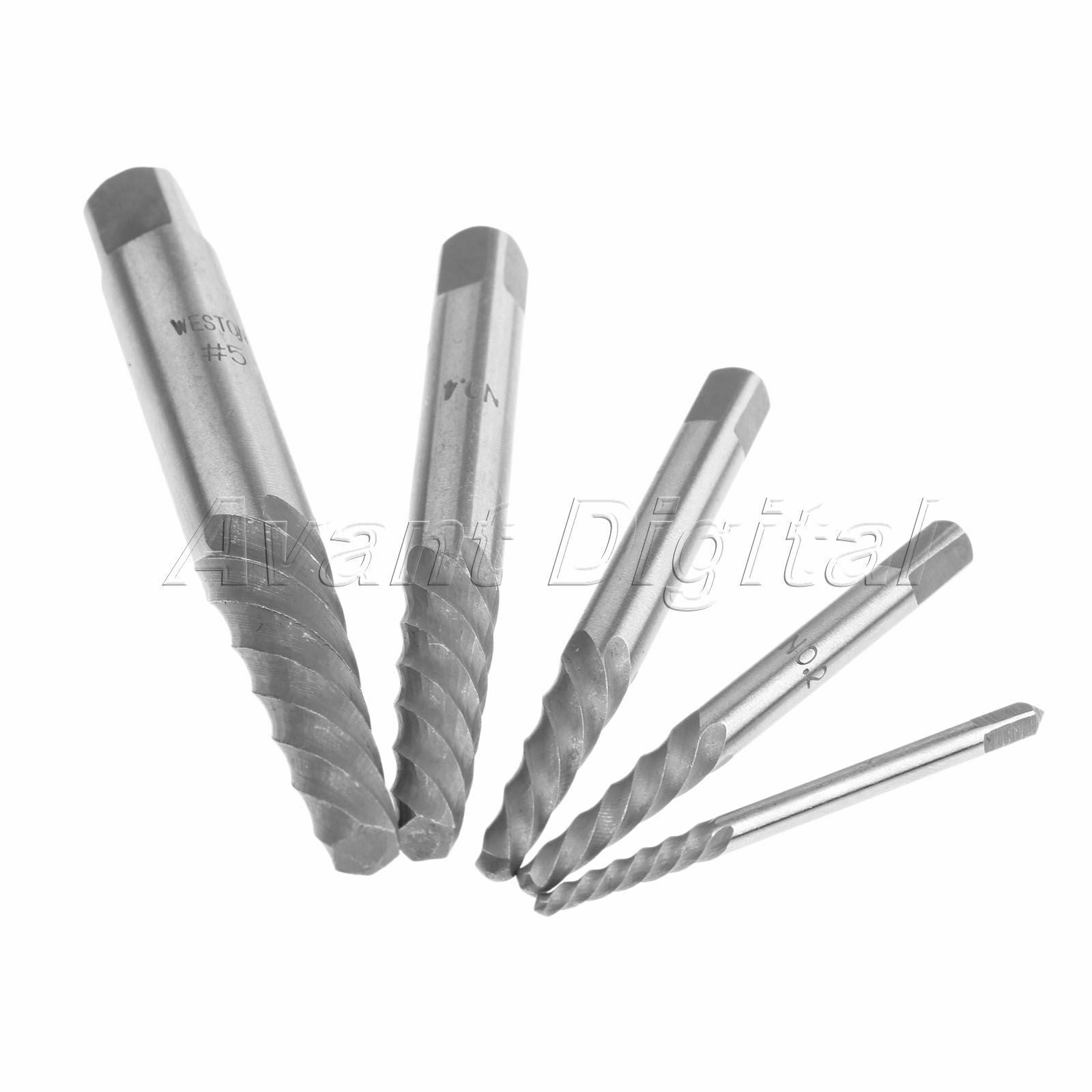 Useful 5 in 1 Speed Out Screw Extractor Drill Bits Set Broken Bolt Remover Tool