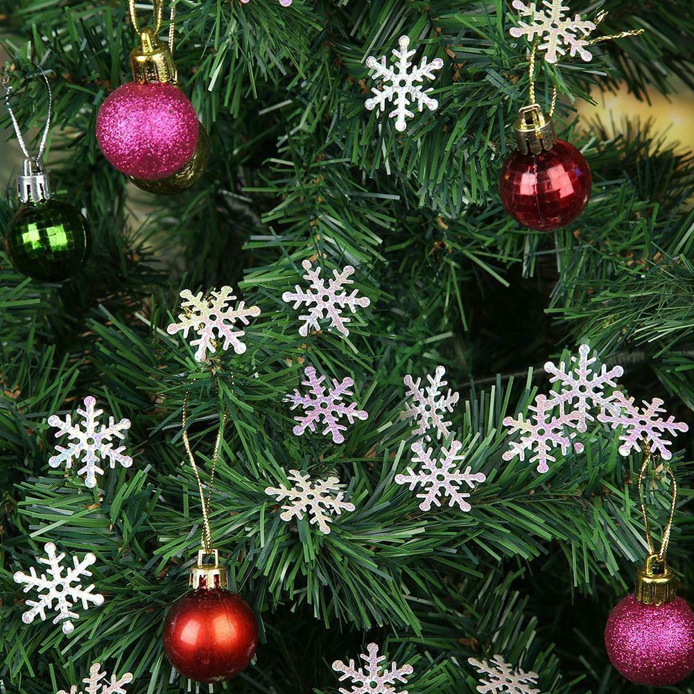 200pcs 3cm Christmas Tree White Plastic Snowflakes Party Home Desk Decor @