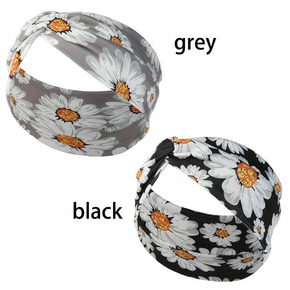 Turban Head Wrap Daisy Headband Women Sports Hairband Cross Stretch Headband