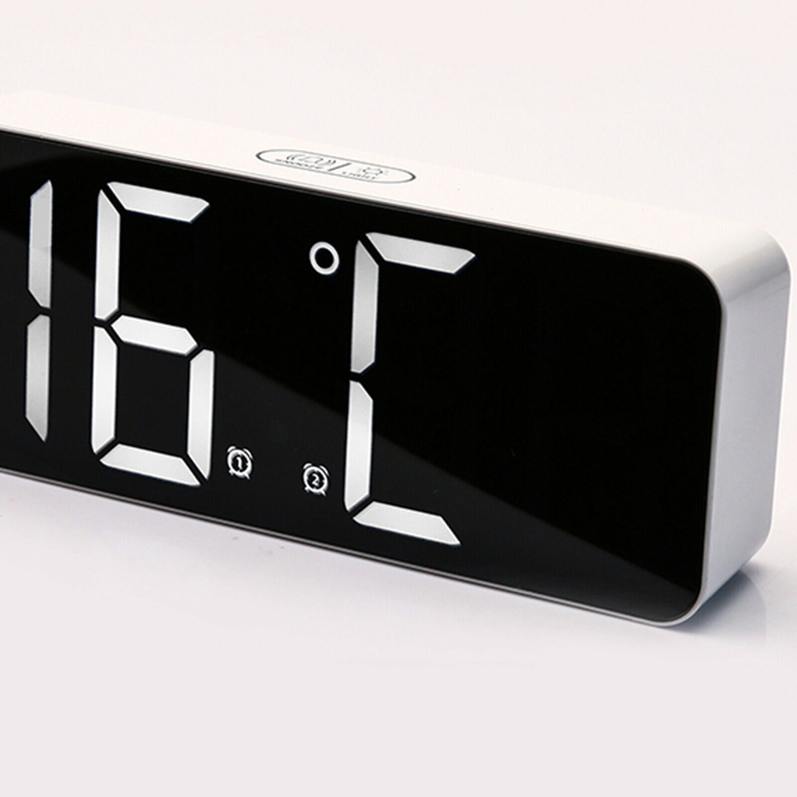 LED Digital Alarm Clock Mirror Night Light Thermometer 12/24H Display Snooze