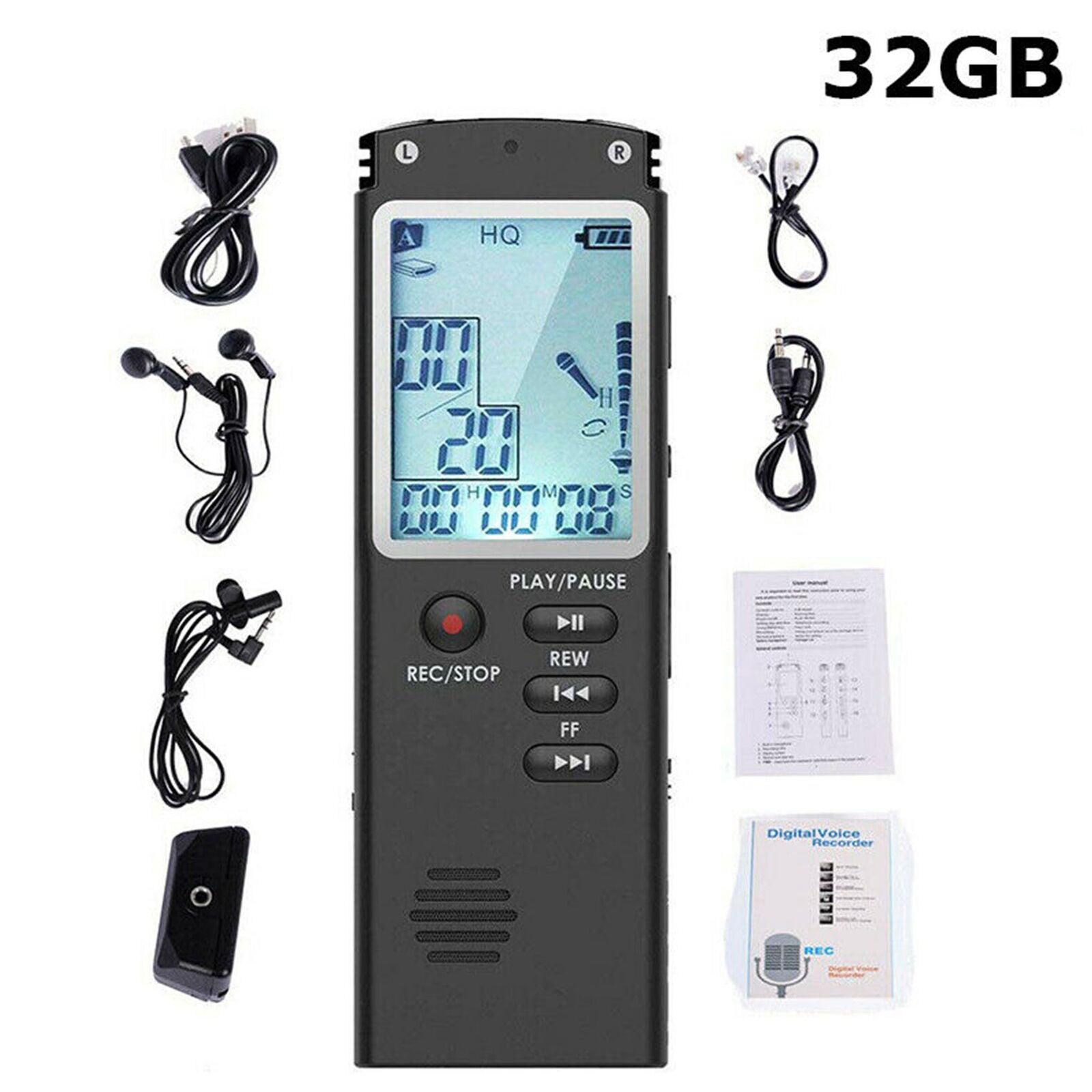 Voice Activated LCD Digital Sound Audio Recorder Dictaphone MP3 Player Portable