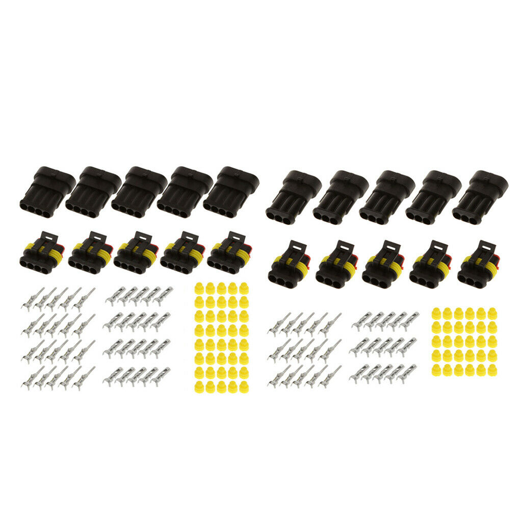 10 Sets Waterproof Electrical Connector Seal 1.5mm Terminal 4 Pins + 3 Pins
