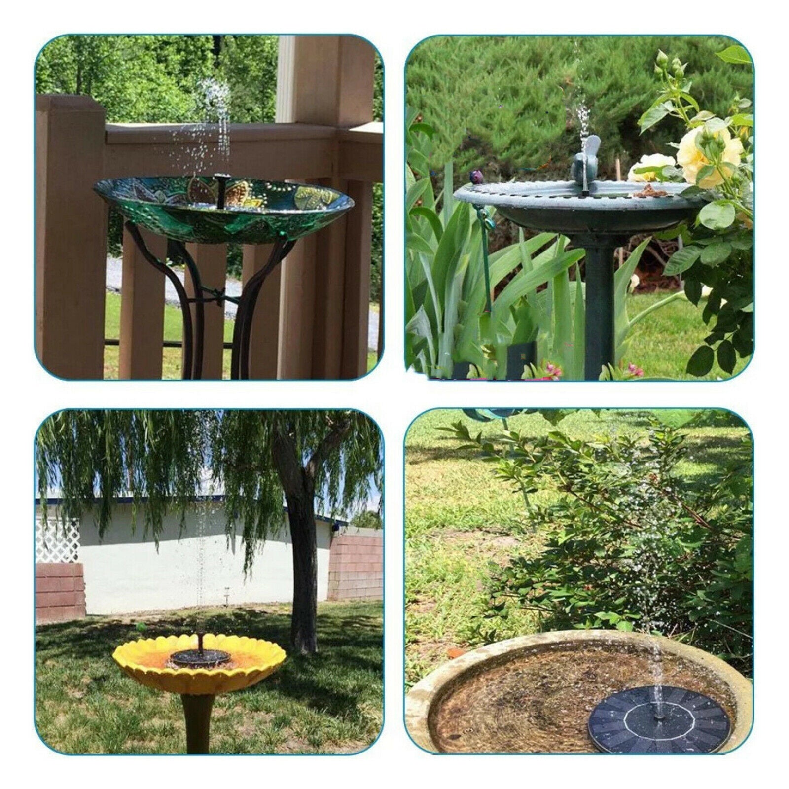 Solar Power Fountain Water Pump w/6 Nozzles Outdoor Garden Pond Patio Decor
