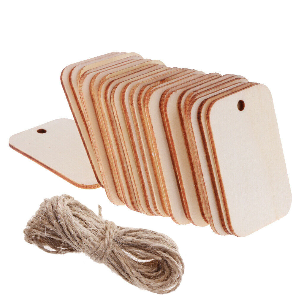 Blank 25x Wooden Gift Tags Price Labels Xmas Charms Pendants Wedding