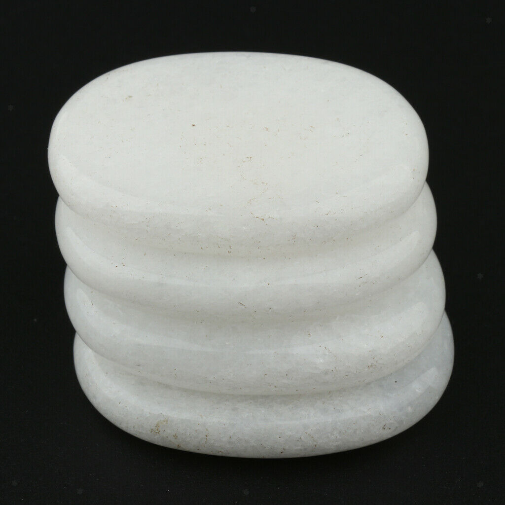4 Pcs Massage Stones Natural Lava Stone Set Hot Spa Rock Stones (3x4CM) White