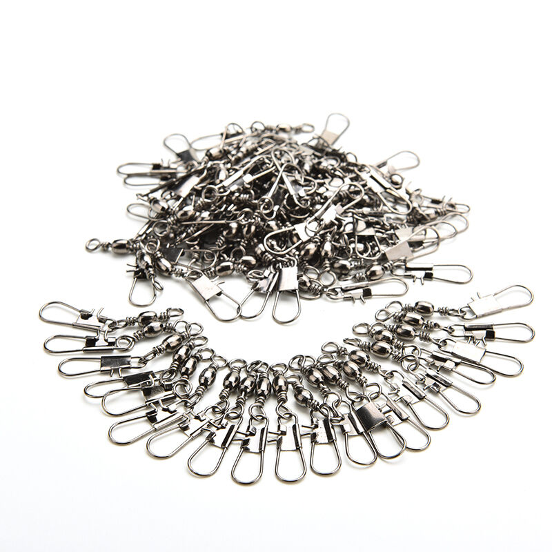 100x Fishing Barrel Swivels Connector Snaps Feeder Coarse Tackle Sea Fish Lin.DD
