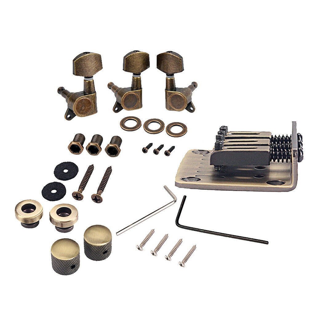 3 strings Cigar Box Guitar Bridge Set Whammy Bar Knobs Tuners Tools Parts