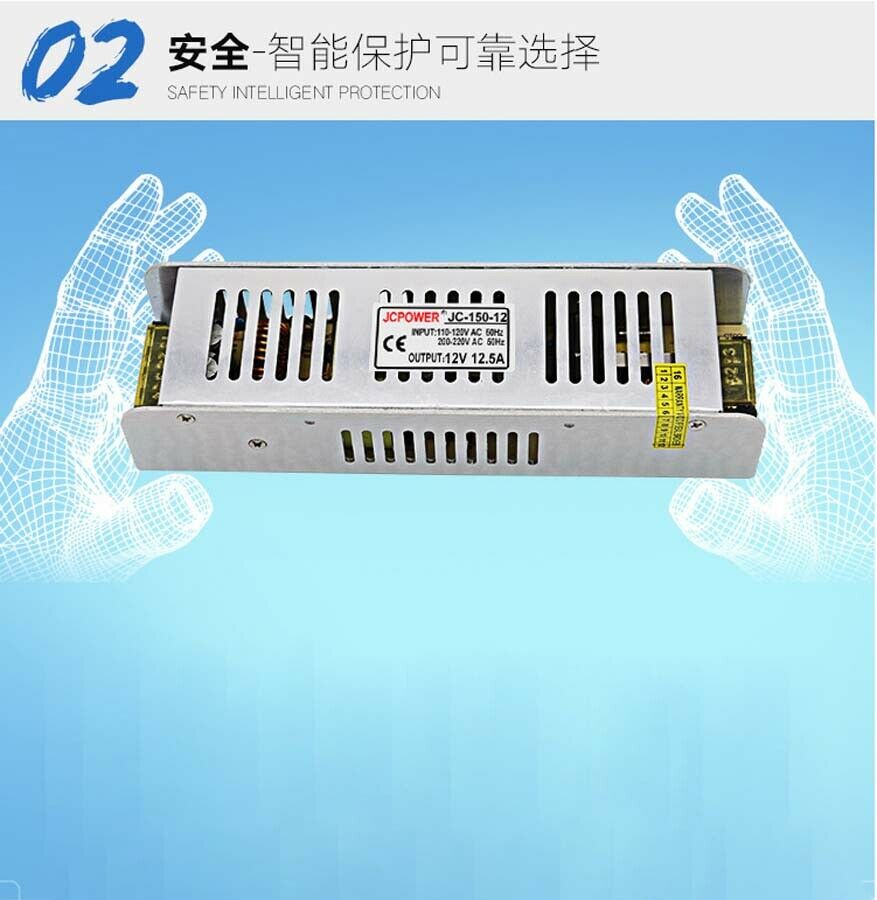 DC 12V 12.5A 150W Regulated Switching Power Supply  LED PSU Aluminum Shell