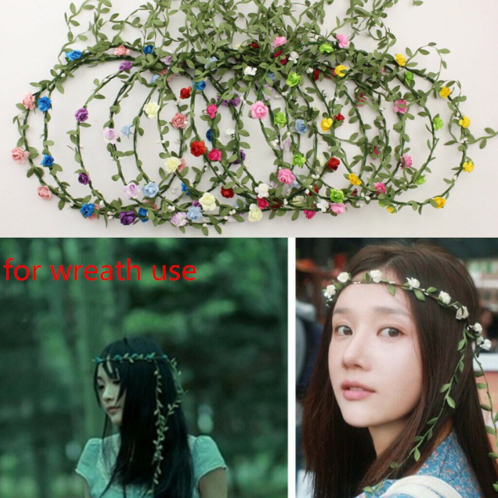 60x Wire Silk Camellia Flowers for Wedding Hair Clip Wreath DIY  Champagne