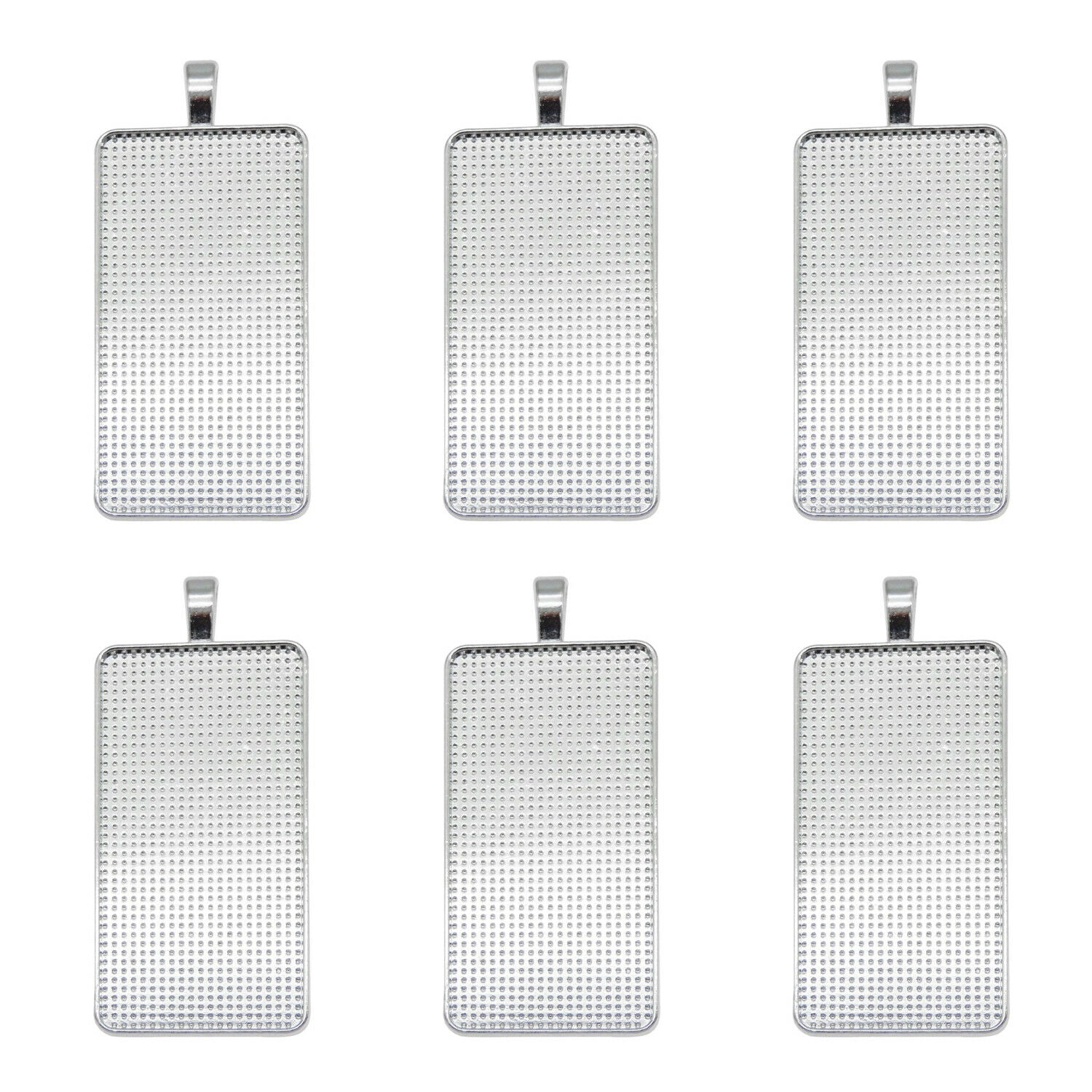 5PC 50x25mm Rectangle Alloy Blank Bezel Base Setting Charms Pendant DIY Findings