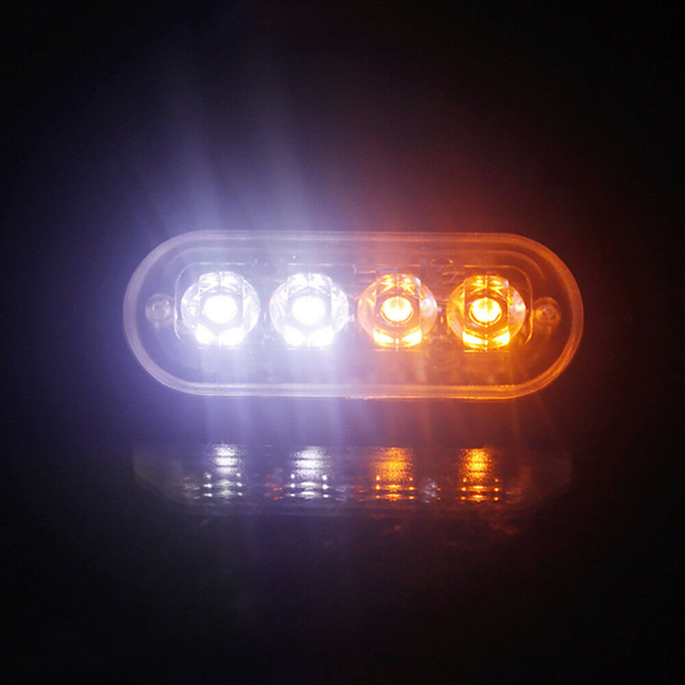 1pc 4LED 12W Car Truck Motorbike Dual Color Strobe Flash Emergency Light Bar #ur