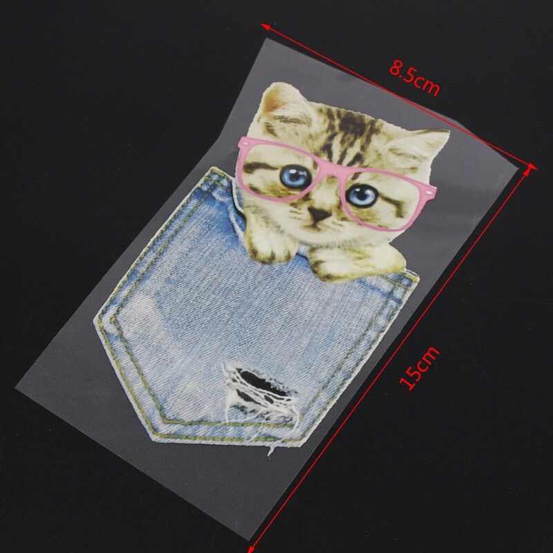 Bag Cat Pattern Patch Ironing Stickers Heat Transfer Iron On Patches DIY Decor